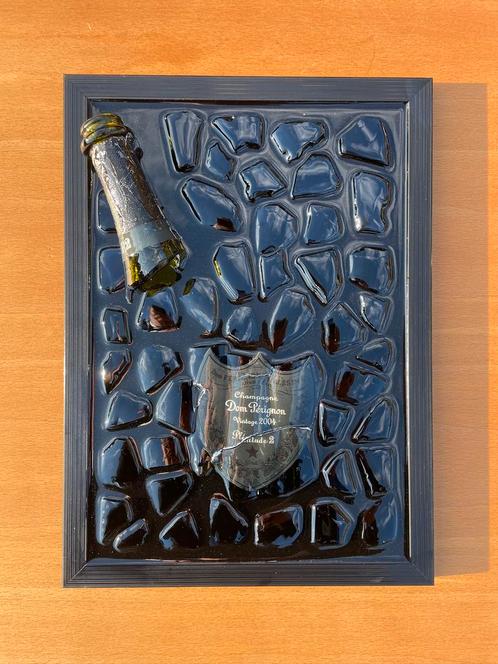 Luxe Epoxy Kunstwerk met Dom Pérignon Vintage 2004 Fles, Antiek en Kunst, Kunst | Schilderijen | Abstract, Ophalen of Verzenden