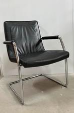 Knoll international sledestoel - Zwart leer, Ophalen, Gebruikt, Zwart, Leer