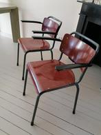 Vintage Gispen 206 Stoel 2stuks - plywood met armleuning, Huis en Inrichting, Stoelen, Ophalen, Gebruikt, Twee, Bruin