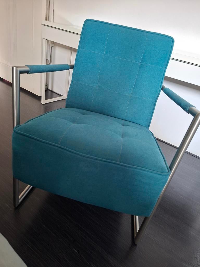Aqua stoel met RVS poten, Ophalen, Gebruikt, Minder dan 75 cm, Stof