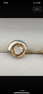 Vermeil vintageoorbellen met roosgeslepen diamant, Ophalen of Verzenden, Met edelsteen, Zilver, Zilver
