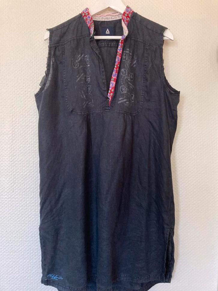 GAASTRA Donkerblauwe Linnen Mouwloze Jurk Maat XL, Kleding | Dames, Jurken, Zo goed als nieuw, Maat 46/48 (XL) of groter, Blauw