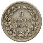 Willem 3 - mooie zeldzame 5 Cents 1863 zilver zf (5964, Koning Willem III, Zilver, Ophalen of Verzenden, Losse munt