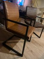 GRATIS !! Industriële stoelen kunstleer metaal (beschadigd), Ophalen, Gebruikt, Twee, Bruin