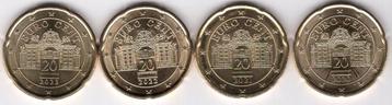 4x 20 Eurocent Oostenrijk 2023-2022-2021-2020 - UNC beschikbaar voor biedingen