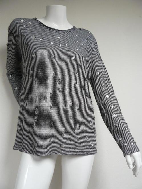 IRO shirt linnen zwart wit gestreept gaatjes S M NIEUWSTAAT, Kleding | Dames, Tops, Zo goed als nieuw, Maat 36 (S), Zwart, Lange mouw