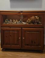 Houten kast met glazen bovenkant, Ophalen, Glas, 50 tot 100 cm, Landelijk