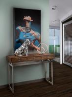 UNIEK Bulldog Hat design object polyresin glossy silver, Ophalen of Verzenden