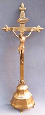 17-18 de eeuw Koperen Limburgs Staand Kruis Volkskunst, Antiek en Kunst, Ophalen of Verzenden, Koper