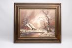 Schilderij winters tafereel - A. Buikema, Antiek en Kunst, Kunst | Schilderijen | Klassiek, Ophalen