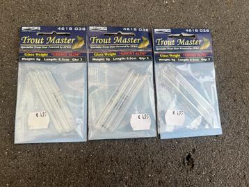 adv 119 / NIEUW set 3 pakjes SPRO TROUTMASTER glasgewichtjes beschikbaar voor biedingen