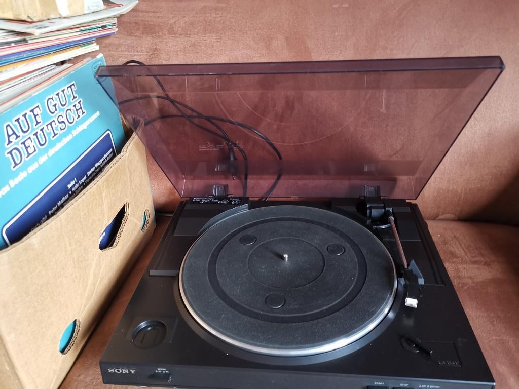 Sony PS-LX250H Platenspeler + 200 LP's + Singles, Gebruikt, Automatisch, Ophalen of Verzenden, Platenspeler