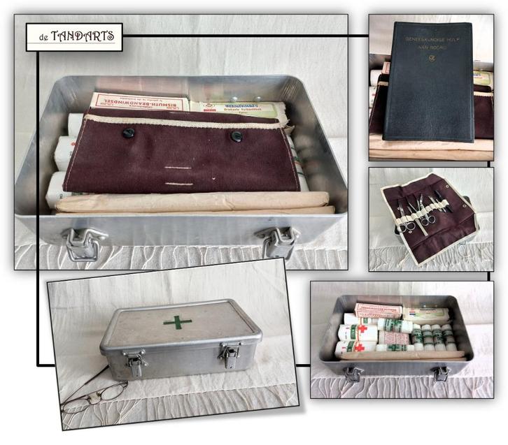 VERBANDDOOS 1957, gevuld, Antiek en Kunst, Antiek | Gereedschap en Instrumenten, Ophalen of Verzenden