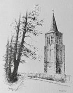 Bladel ... alleenstaande toren .... Kees Koster., Antiek en Kunst, Kunst | Tekeningen en Foto's, Ophalen of Verzenden