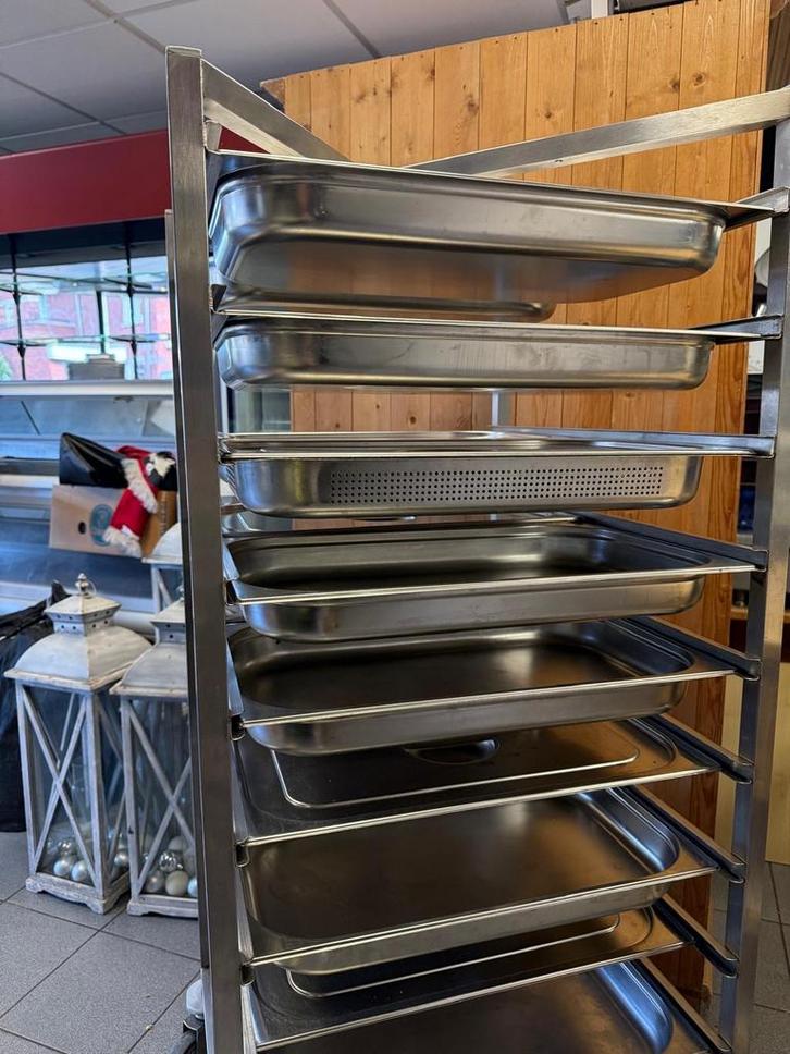 RVS Serveerwagen met Gastronoom Bakken, Huis en Inrichting, Keuken | Keukenbenodigdheden, Gebruikt, Ophalen