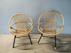 Vintage rotan damesstoelen Rohe Noordwolde, Ophalen, Twee, Vintage mid century, Bruin