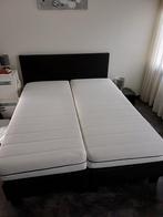 Boxspring 1.60/2.00 mtr, Zwart, Ophalen, Gebruikt, Beige, Tweepersoons
