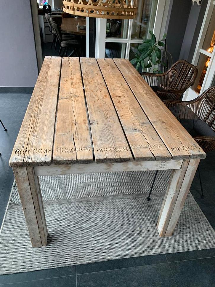 Steigerhouten Tuin Tafel - Doorleefd & Uniek!, Huis en Inrichting, Tafels | Eettafels, Gebruikt, 50 tot 100 cm, 150 tot 200 cm