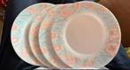 Arcopal Ontbijtbordjes Roze Bloemen & Vogels (4), Huis en Inrichting, Keuken | Servies, Gebruikt, Ophalen of Verzenden, Glas, Bord(en)