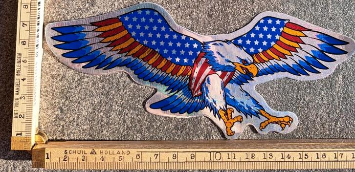 Glinster sticker adelaar roofvogel Amerikaanse vlag rechts, Verzamelen, Stickers, Zo goed als nieuw, Ophalen of Verzenden
