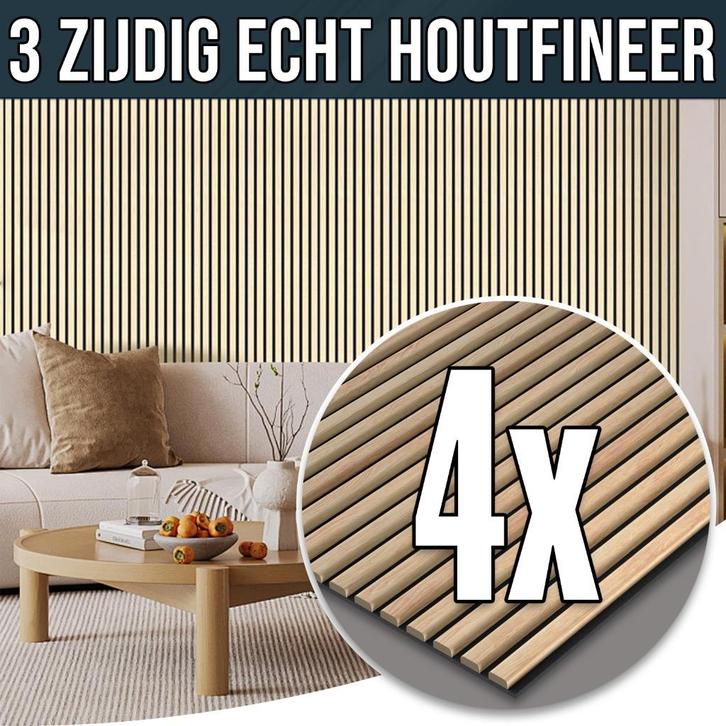 Akoestische Wand Panelen - 4 Stuks 260x60 - Echt Houtfineer, Huis en Inrichting, Woonaccessoires | Wanddecoraties, Nieuw, Ophalen of Verzenden