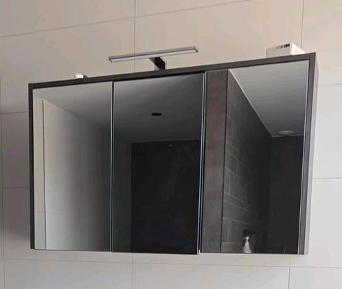 Spiegelkast badmeubel, 3 deurs donker eiken, Huis en Inrichting, Badkamer | Badkamermeubels, Gebruikt, Minder dan 100 cm, 25 tot 50 cm