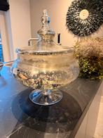Prachtige Glazen Schaal op Voet  in zilver afwerking, Huis en Inrichting, Woonaccessoires | Schalen en Manden, Ophalen, Schaal