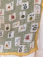 Vintage Zijden Bandana Sjaal Foulard met ‘postzegelprint’, Ophalen of Verzenden, Gedragen, Maat 36 (S), Sjaal