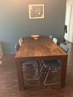 Houten Eettafel (met eventueel 6 Stoelen), Ophalen, Gebruikt, Eikenhout, 200 cm of meer