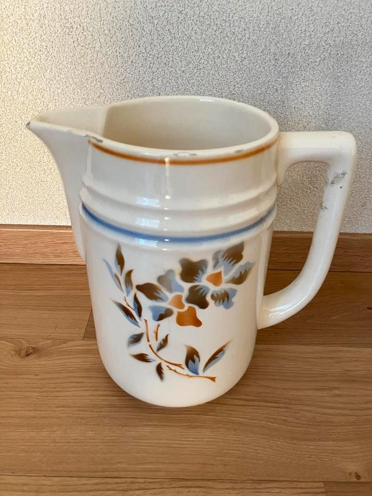 Vintage Keramische Waterkan met Bloemmotief, Antiek en Kunst, Antiek | Servies los, Ophalen