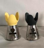 Eierdopjes Alessi 2 stuks ZGAN, Ophalen of Verzenden, Zo goed als nieuw, Metaal, Minder dan 25 cm