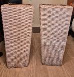 2 witte rieten Plantenbakken, Tuin en Terras, Bloembakken en Plantenbakken, Ophalen, Gebruikt, Minder dan 60 cm, 60 cm of meer