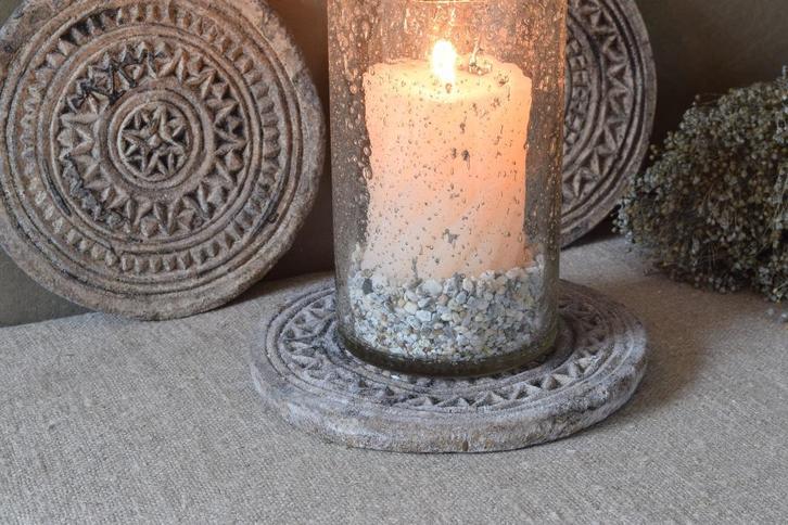 Chapati steen met mandala motief, Huis en Inrichting, Woonaccessoires | Overige, Gebruikt, Ophalen