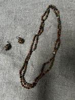 Zijden ketting en oorbellen uit India, Ophalen of Verzenden, Gebruikt, Overige kleuren, Overige materialen
