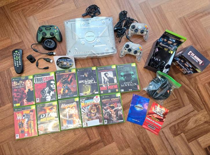 Originele Xbox Crystal + 3 Controllers + 13 Games, Spelcomputers en Games, Games | Xbox Original, Gebruikt, Overige genres, 3 spelers of meer