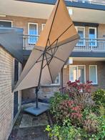 Zweefparasol 360 taupe 3x3m groot incl verrijdbare voet, Ophalen, Zo goed als nieuw, 3 tot 4 meter, Zweefparasol