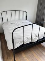 Zwart/ Bruin Metalen Ikea bed 160 X 200 cm, Ophalen, Zwart, Romantisch, Tweepersoons