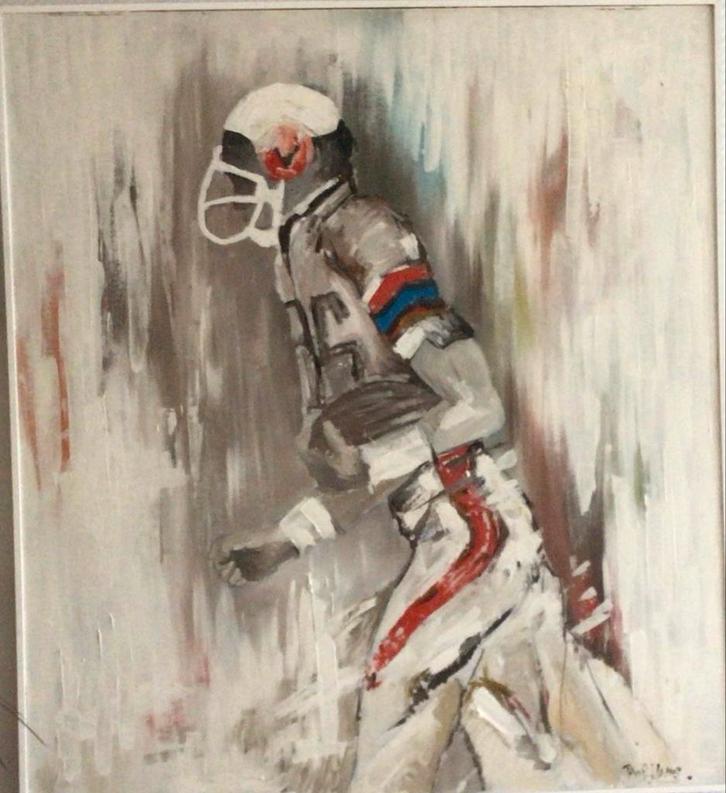 Sport Schilderij van een American Football Speler, Antiek en Kunst, Kunst | Schilderijen | Klassiek, Ophalen