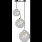 Moderne hanglamp met 3 glazen bollen, Huis en Inrichting, Lampen | Hanglampen, Ophalen, Gebruikt, Glas, 75 cm of meer