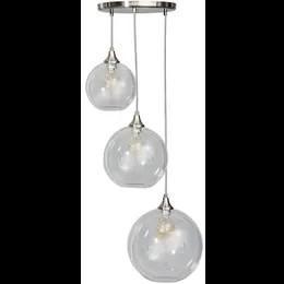 Moderne hanglamp met 3 glazen bollen, Huis en Inrichting, Lampen | Hanglampen, Gebruikt, 75 cm of meer, Glas, Metaal, Ophalen