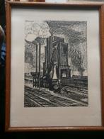 Bantzinger, Litho/Tek. Toren inst Op/bij Rails, Ophalen of Verzenden