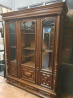 Bijzondere notenhouten vitrinekast / boekenkast, Zo goed als nieuw, 150 tot 200 cm, 25 tot 50 cm, 50 tot 100 cm