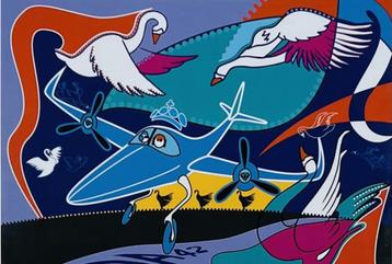 Toyisten(1992) Giclée of Piezo "De Diamantvogel KLM" Ges Gen beschikbaar voor biedingen
