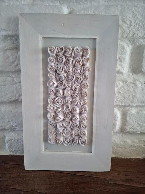Wanddecoratie roosjes. Wit, grijs, roze. 29,5 x 17,5 cm., Huis en Inrichting, Woonaccessoires | Wanddecoraties, Gebruikt, Ophalen of Verzenden