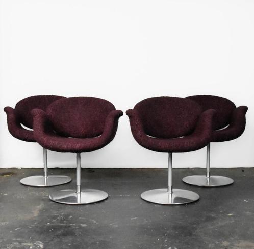 Set van 4 Artifort Little Tulip, Huis en Inrichting, Stoelen, Zo goed als nieuw, Vier, Metaal, Stof, Overige kleuren, Ophalen of Verzenden