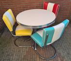FIFTIES SIXTIES AMERIKAANSE SLEDE STOELEN BEL AIR TAFEL, Huis en Inrichting, Stoelen, Ophalen, Overige kleuren, Drie, Metaal
