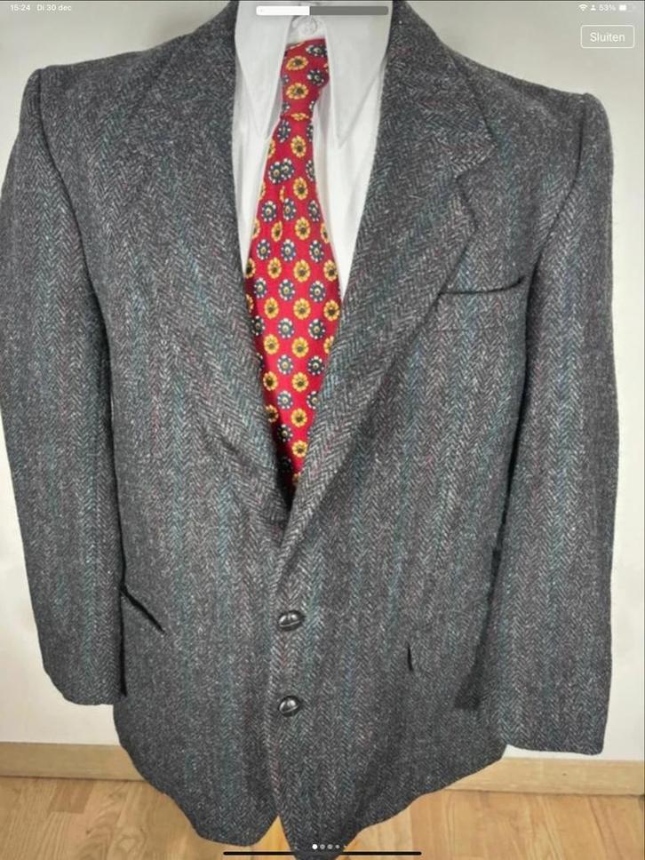 Harris Tweed Colbert - anthraciet/visgraat zeer goede staat., Kleding | Heren, Kostuums en Colberts, Zo goed als nieuw, Maat 52/54 (L)