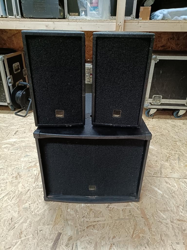 Citronic 2.1 500W Speakerset - Krachtig Geluid!, Gebruikt, Complete surroundset, 120 watt of meer, Ophalen