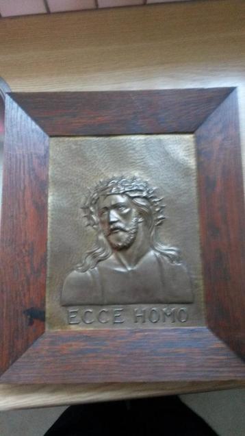 CHRISTUS ALS ECCO HOMO(DE MENS) RELIÈF KOPERPLAAT 1920 EIKEN beschikbaar voor biedingen
