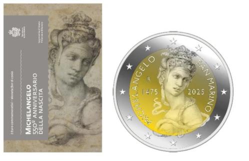 San Marino 2025 2 euro Heilig Jaar Michelangelo, Postzegels en Munten, Munten | Europa | Euromunten, Losse munt, 2 euro, San Marino